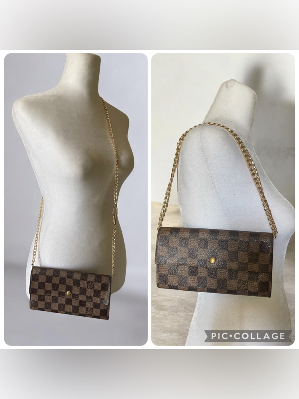 Louis Vuitton Sarah Wallet in the classic Damier Ebene coated canvas